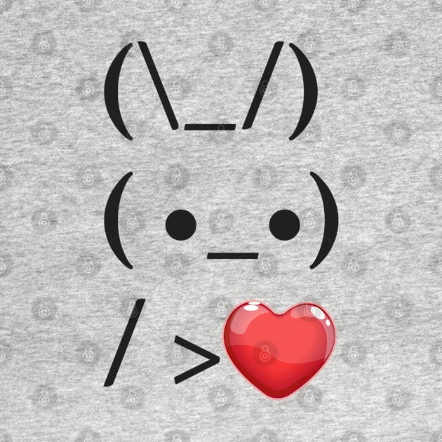 ASCII Bunny Is Holding Red Heart Rabbit Art Trend Challenge by MintaApparel